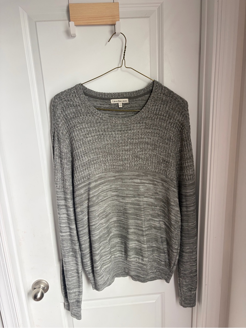 Calvin Klein Jeans Heather Gray Textured Crewneck Sweater